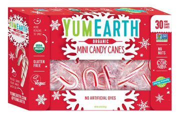 YumEarth Holiday Organic Mini Candy Canes, 6.34 oz, 30 Count Box