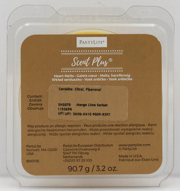 PARTYLITE MANGO LIME SORBET SCENT PLUS HEART MELTS 3.2oz