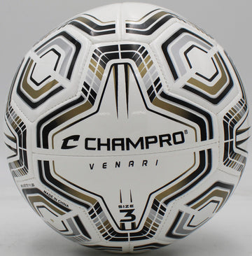 VENARI 20 Panel Soccer Ball #3 BLACK SILVER VEGAS GOLD