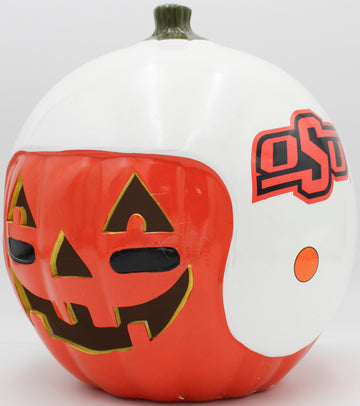 NCAA OKLAHOMA STATE COWBOYS CERAMIC PUMPKIN HELMET 10"