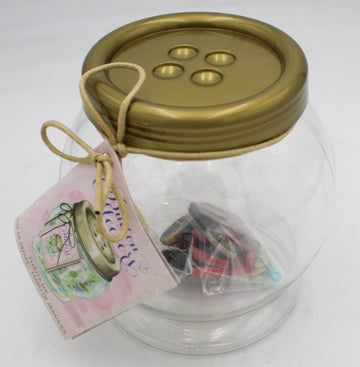 BLUMENTHAL LANSING SMALL BUTTON COLLECTOR JAR W/ 1.5OZ OF BUTTONS'