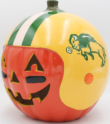 NCAA NORTH DAKOTA STATE BISON CERAMIC PUMPKIN HELMET 10"