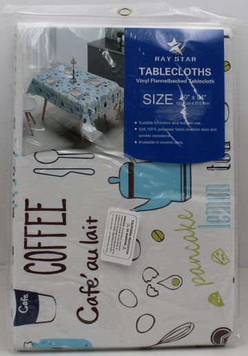 60x84" PRINTED VINYL TABLECLOTH.