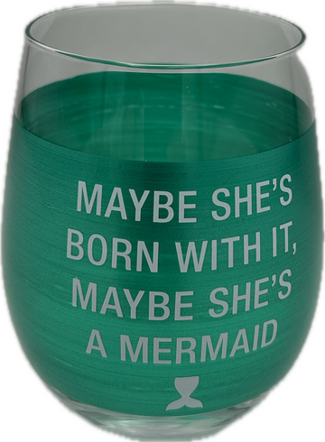 BORN WITH IT WINE GLASS 16oz