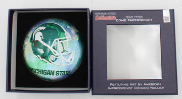 NCAA MICHIGAN STATE SPARTANS GLASS DOME PAPERWEIGHT 4"