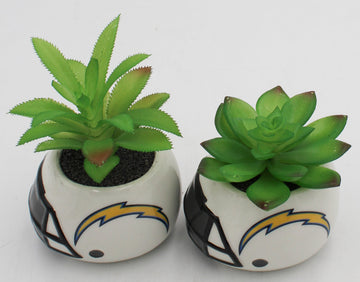 NFL LOS ANGELES CHARGERS SMALL CERAMIC HELMET - WITH FAUX SUCCULENT