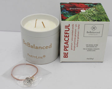 PARTYLITE BE PEACEFUL GERANIUM & PINE JAR CANDLE 8oz
