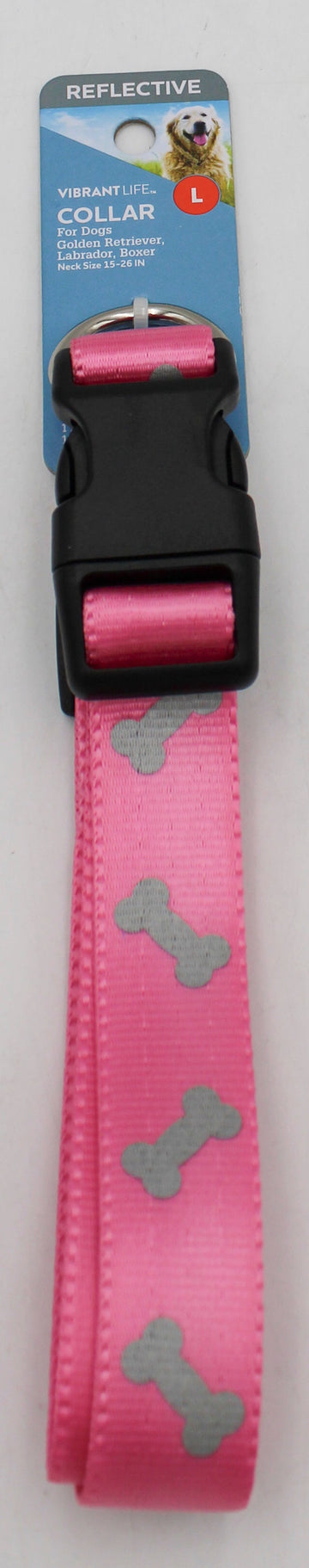 VIBRANT LIFE  LARGE REFLECTIVE BONES COLLAR PINK
