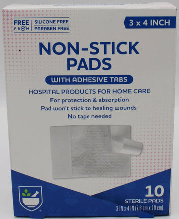 RITE AID PAD NON-STICK,W/ADH,3X4,ST,10/BX