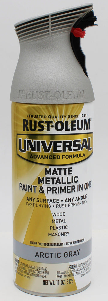 RUST-OLEUM UNIVERSAL METALLIC SPRAY PAINT 11oz. MATTE ARCTIC GRAY NI