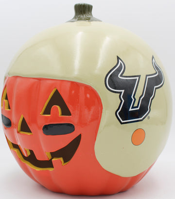 NCAA SOUTH FLORIDA BULLS CERAMIC PUMPKIN HELMET 10"