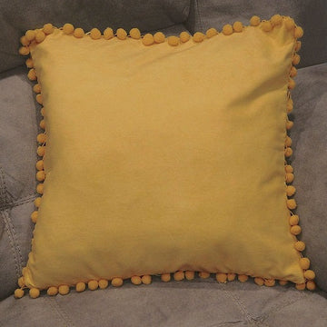 YELLOW POM POM 18" PILLOW COVER