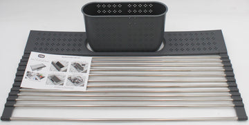 OVER THE SINK ROLL UP DRYING RACK W/ UTENSIL CADDY - 20X11.02INCH