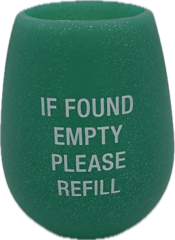 IF FOUND EMPTY GLITTER SILICONE WINE CUP 12.5OZ