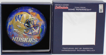 NCAA WASHINGTON HUSKIES GLASS DOME PAPERWEIGHT 4"