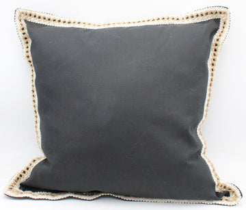 ALLEN & ROTH BLACK WITH JUTE TRIM OUTDOOR PILLOW 20X20 - MOONLESS NIGHT NO AMAZON